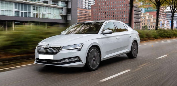 skoda superb driving front view 